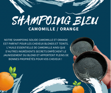 Charger l&#39;image dans la galerie, Shampoing solide bleu, Camomille &amp; Orange douce (cheveux blonds ou teints)

